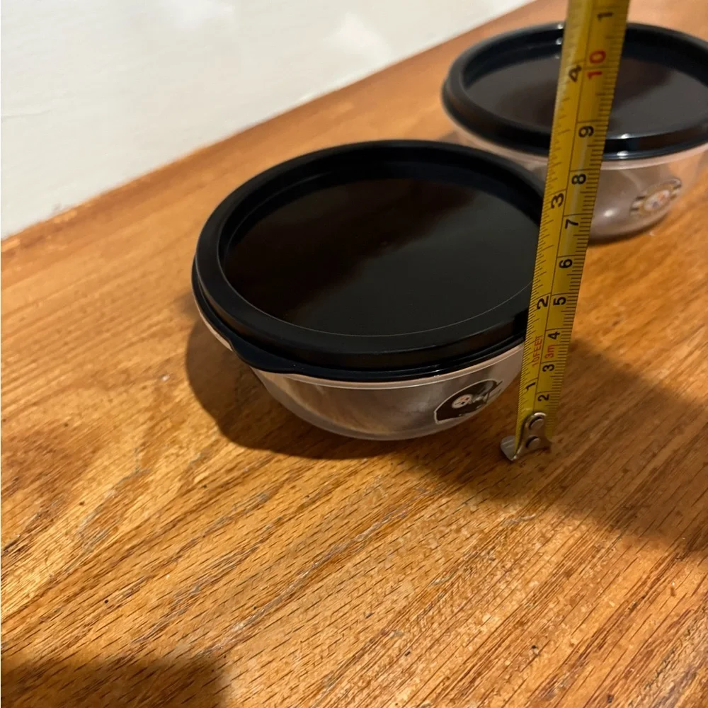 2 Pittsburgh Steelers Clear Small Snack Bowls with Black Lids